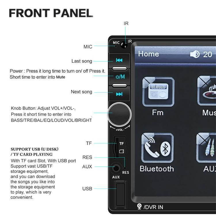 European, American And British Stock Related Baodafeng 2Din Car MP5 Player Car Radio 7 Inch Touch Screen Bluetooth USB AUX Stereo Wholesale - DBMP (Electronics And More Store)