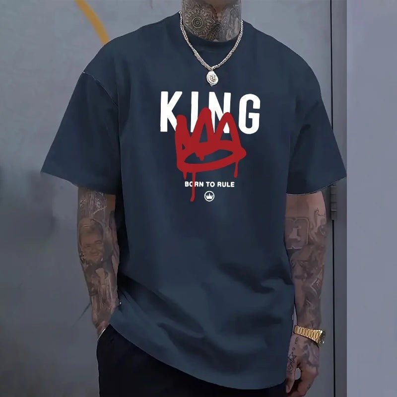 Mens Casual Short-Sleeve T-Shirt With KING Print - DBMP Shop