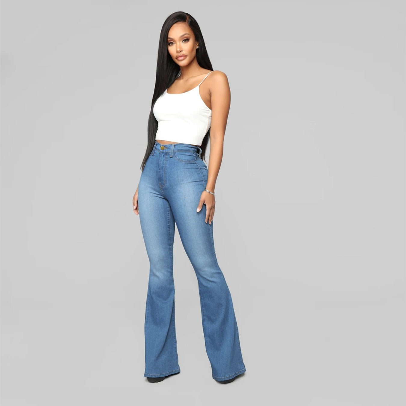 Women's Classic High Waist Slim Denim Horseshoe Pants - DBMP Shop