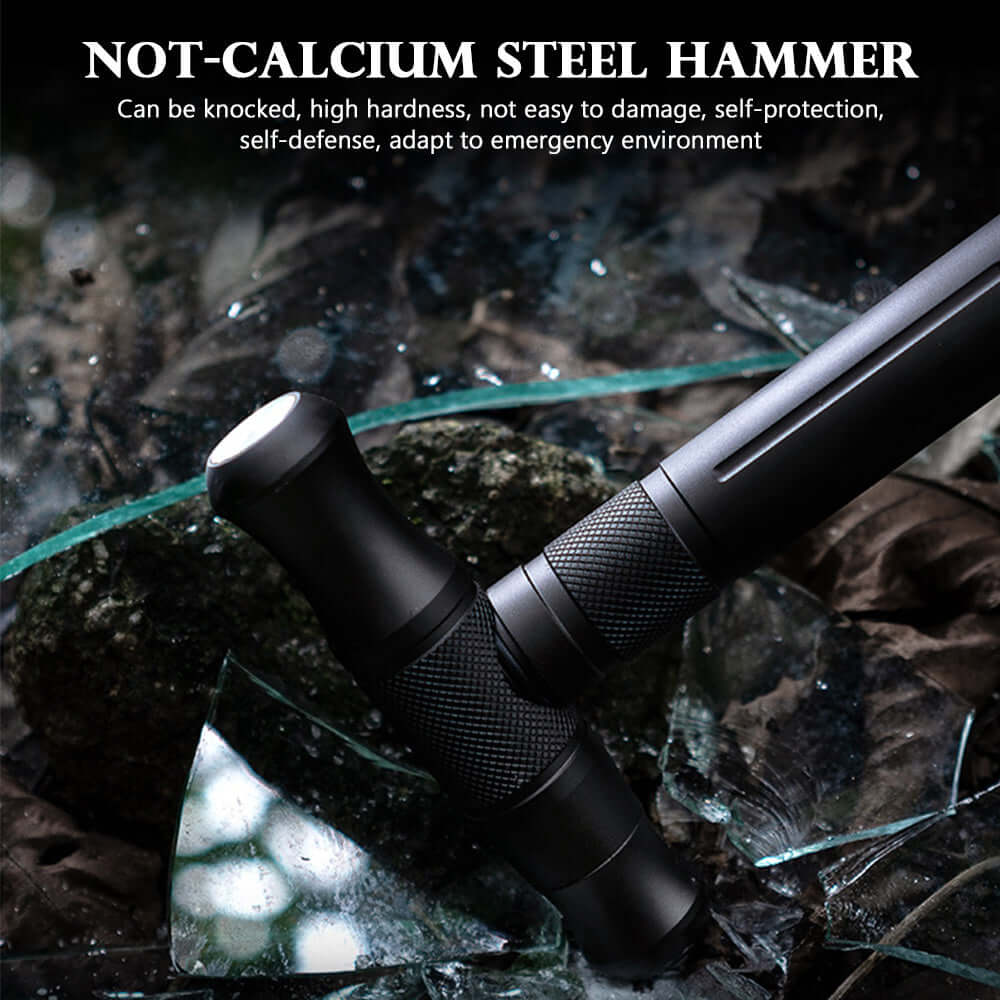 Black self-defense hammer showcasing high hardness, designed for emergency use and personal protection.