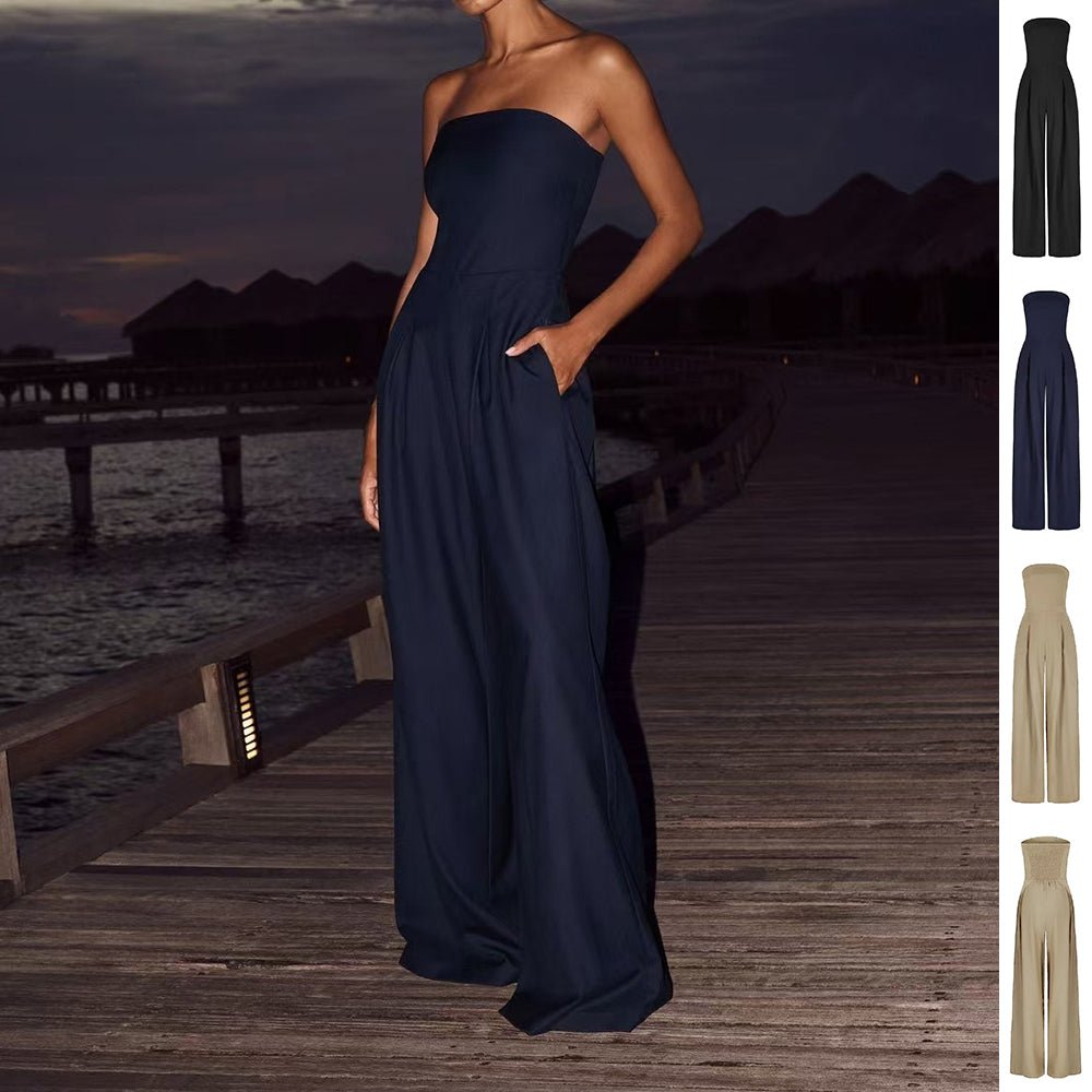 Loose Tube-top Jumpsuit Ins Fashion Backless Wide Leg Long Pants Overalls Women's Clothing - DBMP Shop