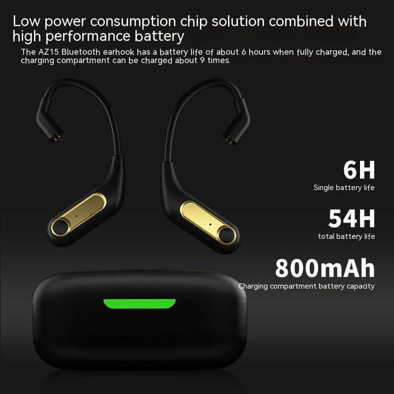 Low power Bluetooth headphone with 6H battery life and 800mAh charging case for extended use.