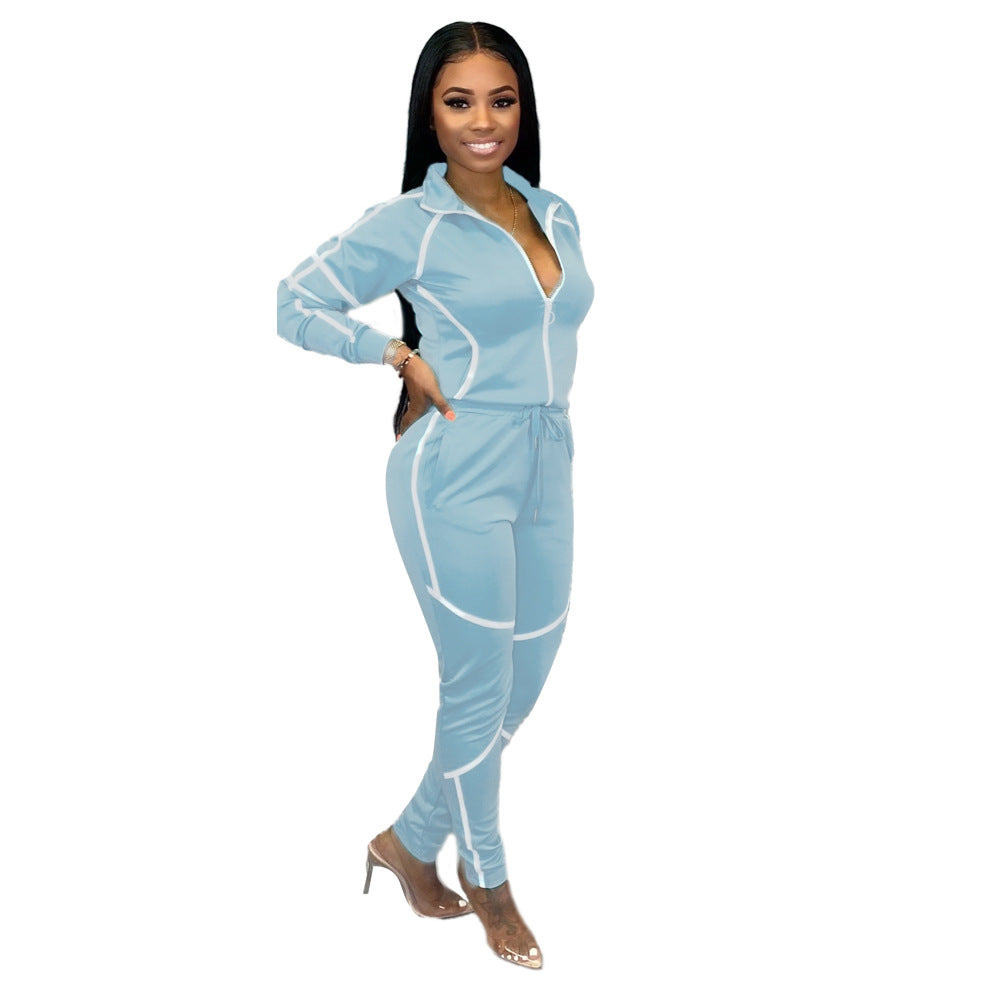 Womens Casual Sportswear Set With Unique Patchwork And Solid Colors