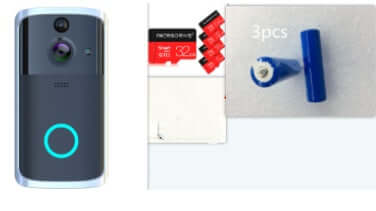 WiFi video doorbell camera with 32GB TF card, easy installation, and remote access features.
