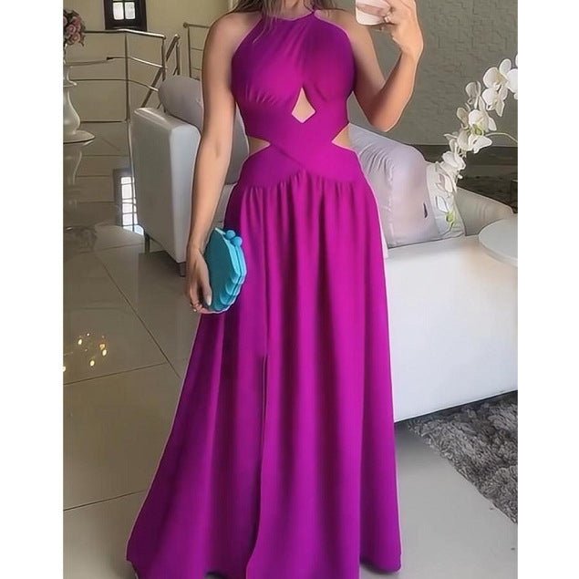 Velvet Slim Fit Pleated Round Neck Dress Waist-tight Pleating Hip-wrapped - DBMP Shop