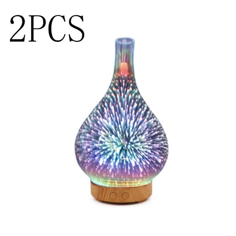 3D Glass Aroma Diffuser Colorful Lamp Humidifier Night Light - DBMP (Electronics And More Store)