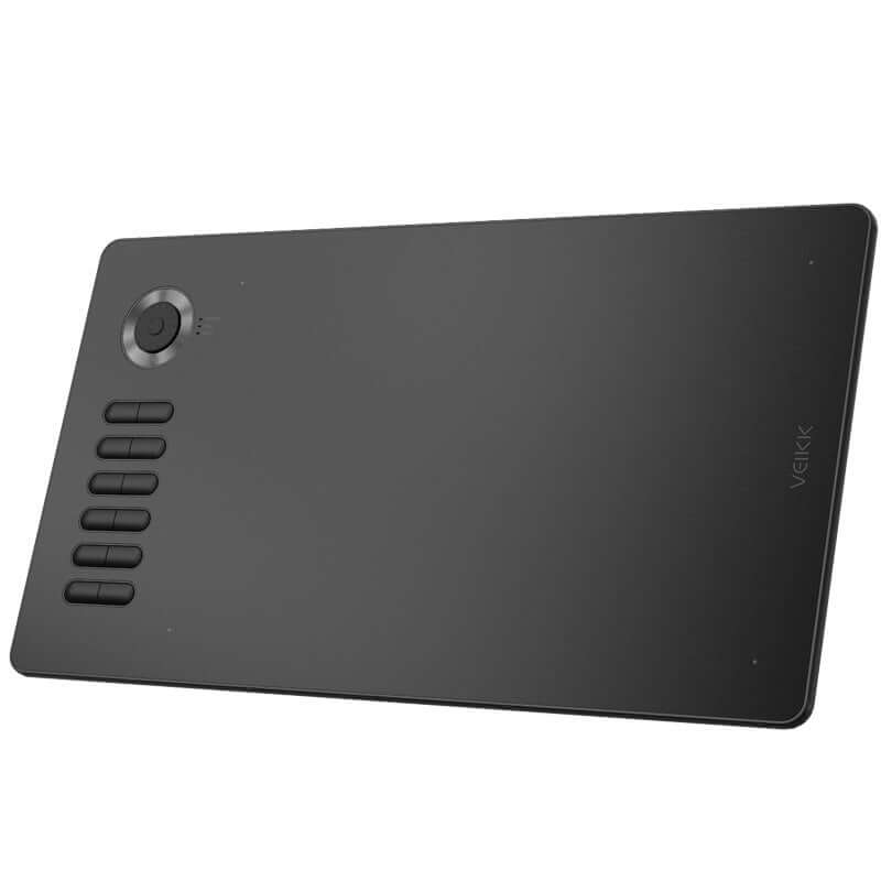 Black digital drawing board with pressure sensitivity and touch controls for advanced painting.