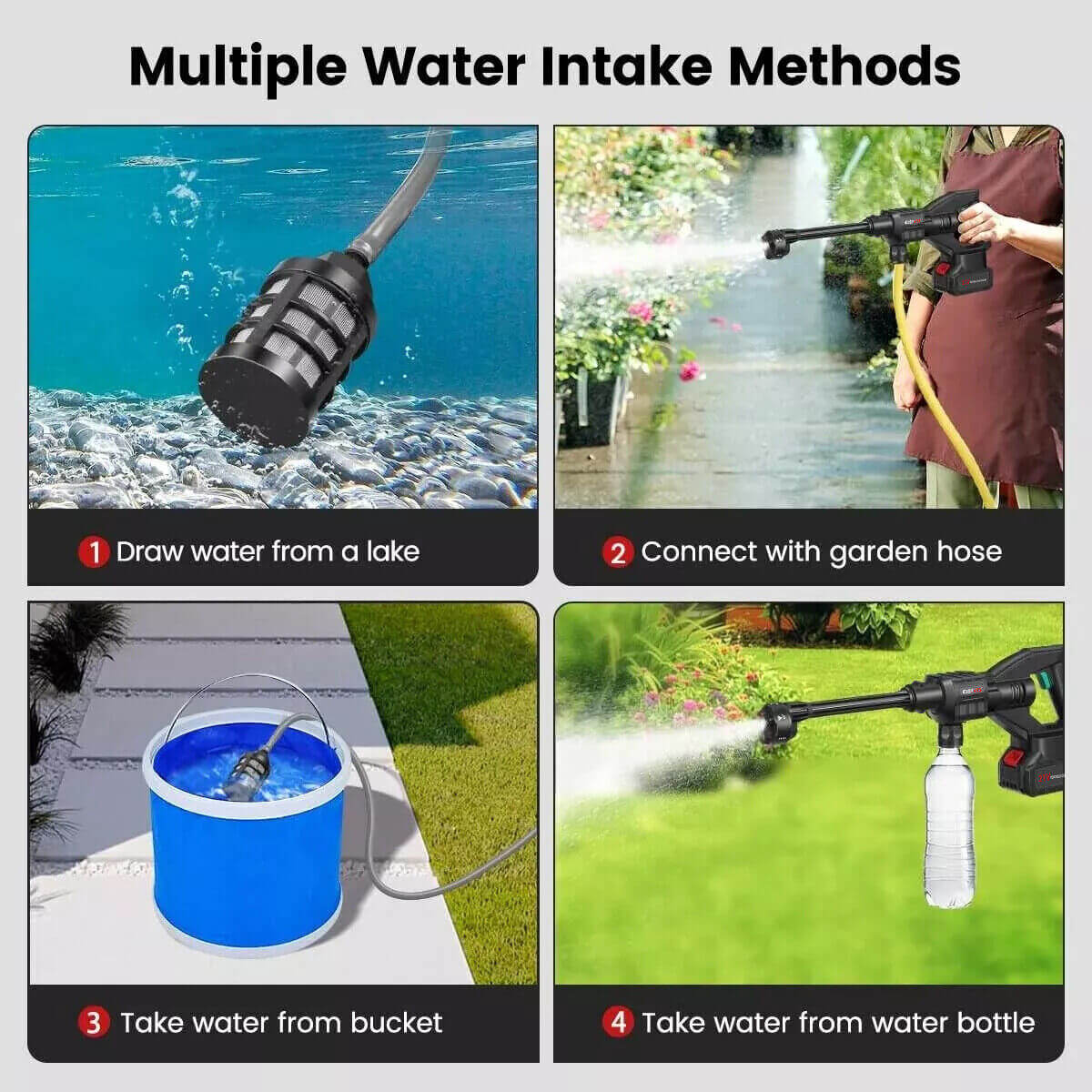 Portable Cordless Car Pressure Washer Water High Jet Wash Cleaner Gun And 2 Battery