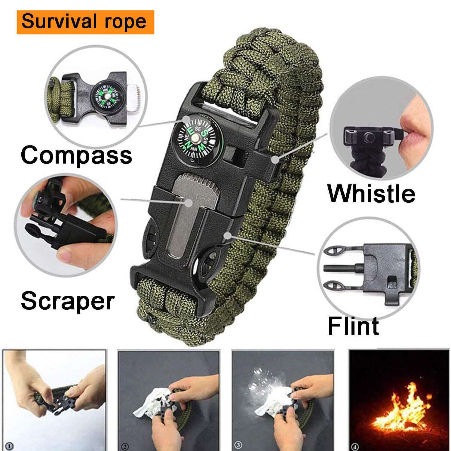 14in1 Outdoor Emergency Survival Gear Kit Camping Hiking Survival Gear Tools Kit Survival Gear And Equipment, Outdoor Fishing Hunting Camping Accessories - DBMP (Electronics And More Store)