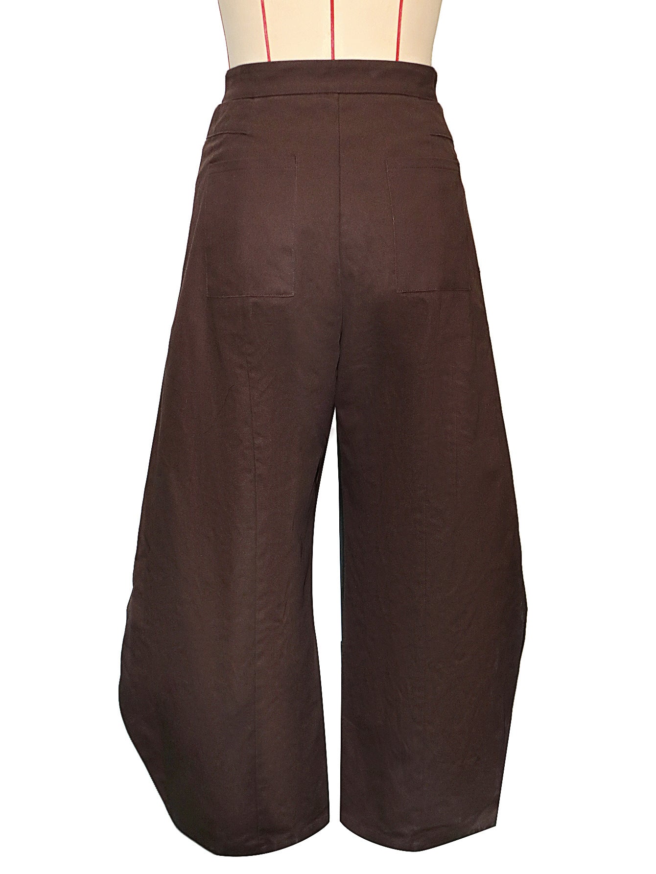 Retro High - waisted Cross - over Metal Buckle Irregular Wide - leg Pants - DBMP Shop