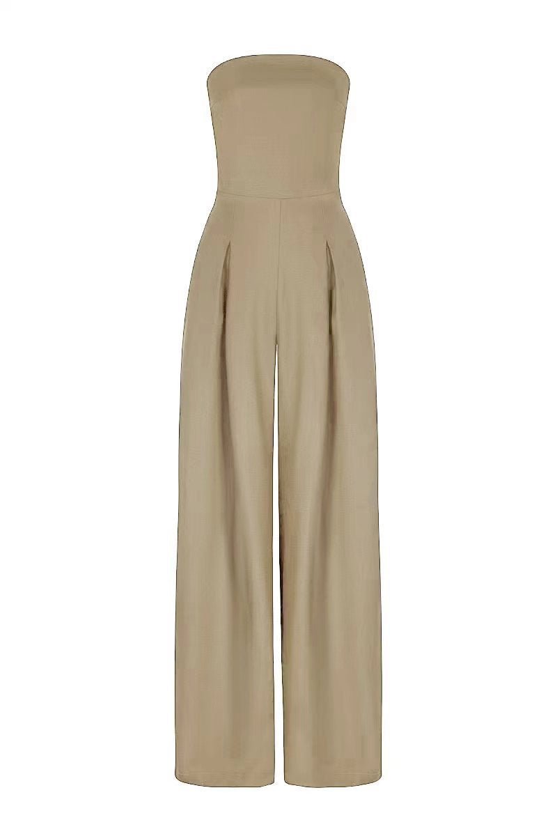 Loose Tube-top Jumpsuit Ins Fashion Backless Wide Leg Long Pants Overalls Women's Clothing - DBMP Shop