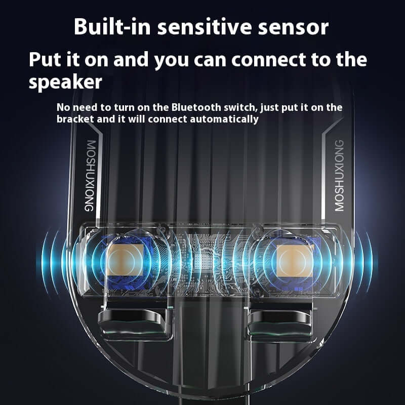 Bluetooth speaker with built-in sensitive sensor for automatic connection and user-friendly operation.