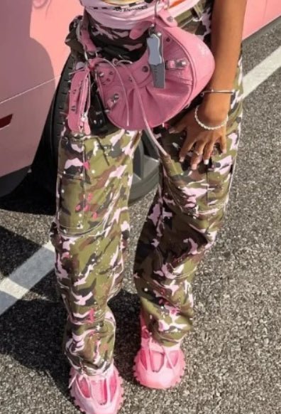 High Straight Waist Multicolor Camouflage Overalls - DBMP Shop