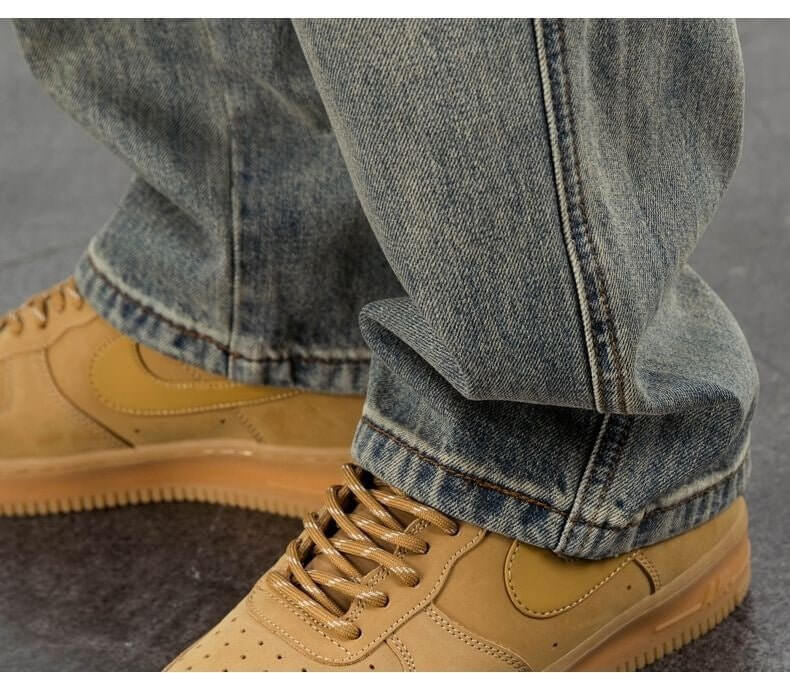 American Casual Yellow Mud Dyed Jeans Straight Loose - DBMP (Electronics And More Store)