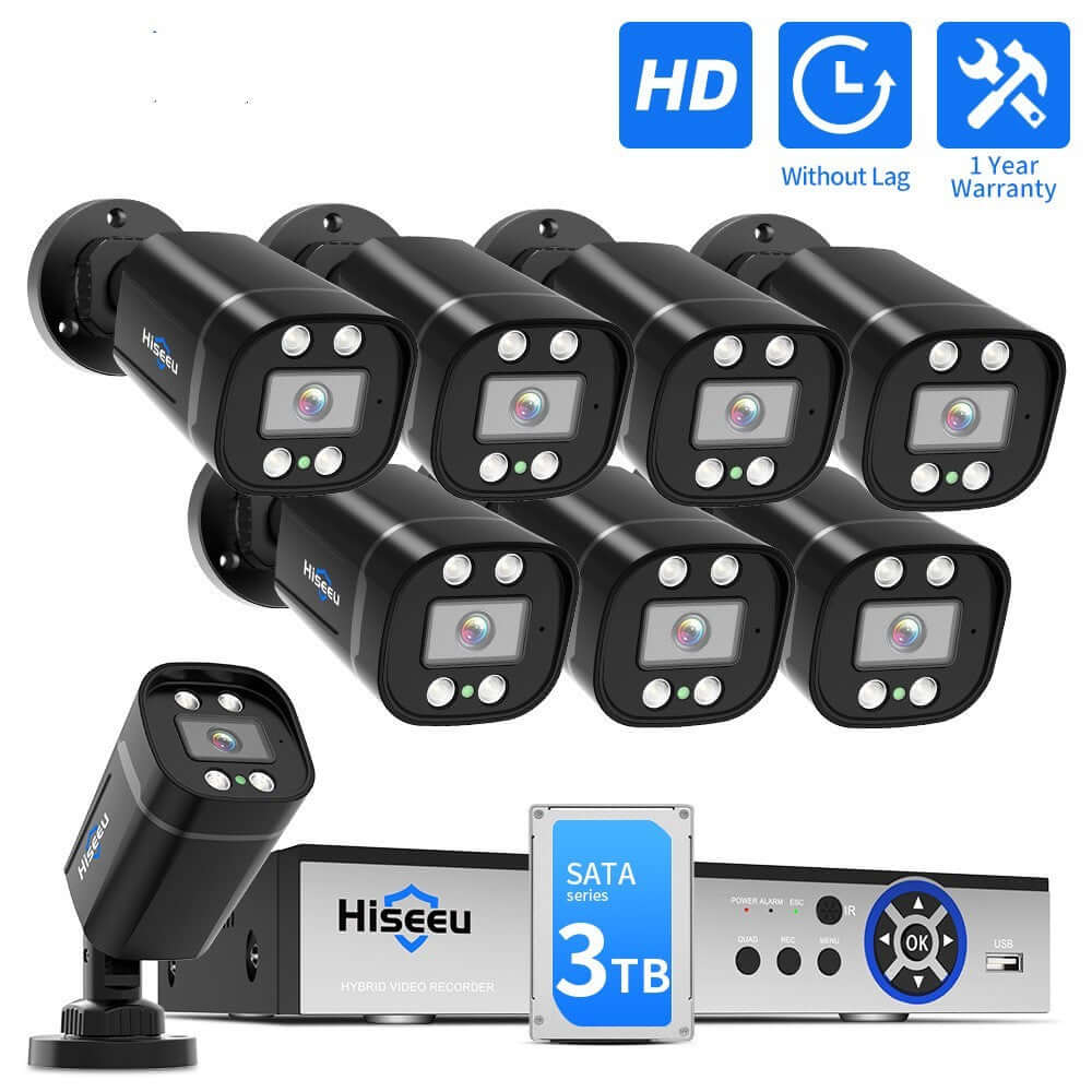 Outdoor waterproof HD surveillance camera kit with 4 bullet cameras and 1 DVR, offering high-quality security monitoring.