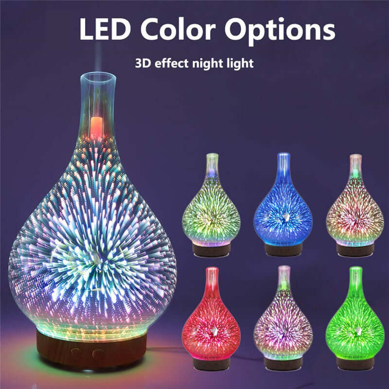 3D Glass Aroma Diffuser Colorful Lamp Humidifier Night Light - DBMP (Electronics And More Store)