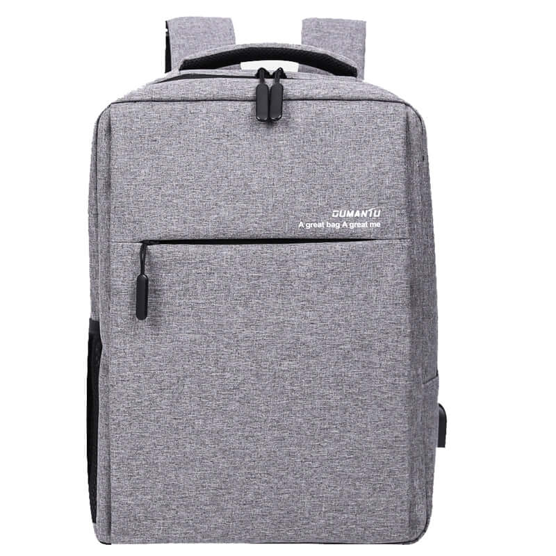 Waterproof and shockproof rechargeable laptop backpack in grey, made of durable Oxford cloth, dimensions 41x31x14cm.