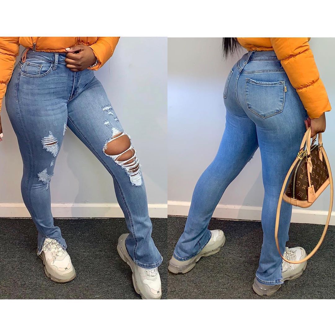 Ripped split fringed jeans - DBMP Shop