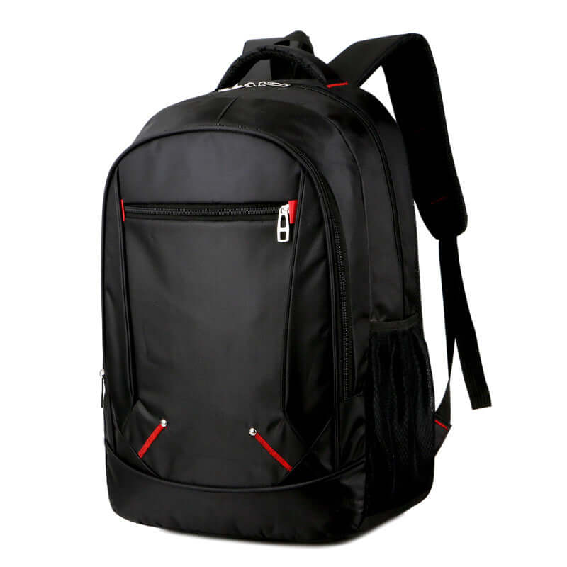 Stylish black laptop backpack made of durable fabric with multiple compartments for organization and comfort.