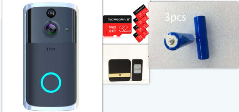 WiFi video doorbell camera with 32GB TF card, featuring two-way voice intercom and infrared night vision.