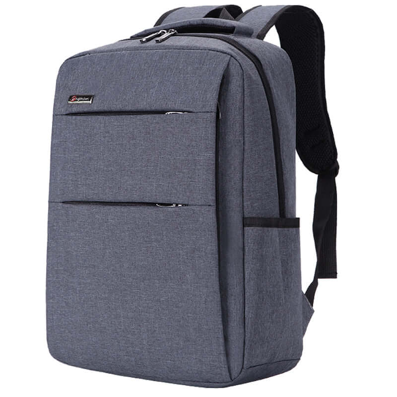 Waterproof and shockproof rechargeable laptop backpack in grey Oxford cloth, dimensions 41x31x14cm.