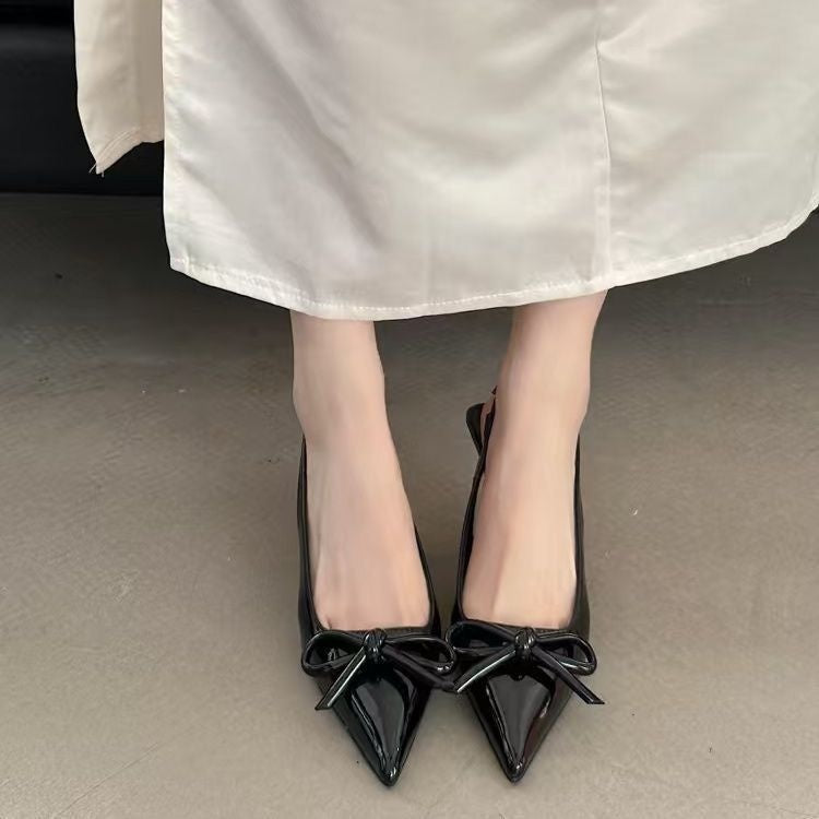 Sweet Bow-Knot Stiletto Pointed-Toe High Heel Sandals