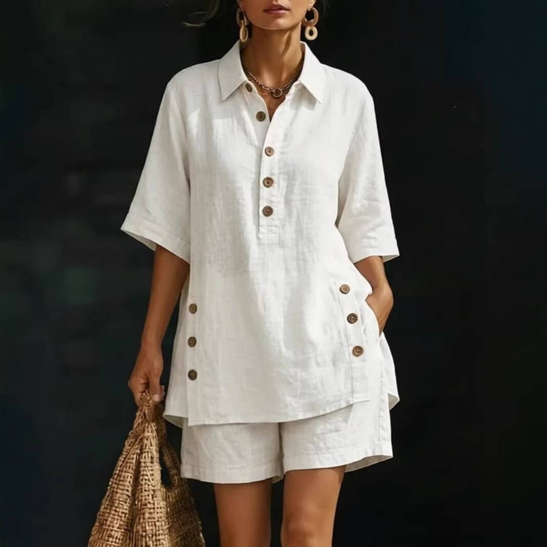 Womens Short - Sleeve Shirt And Loose Pants Two - Piece Set - DBMP (Electronics And More Store)