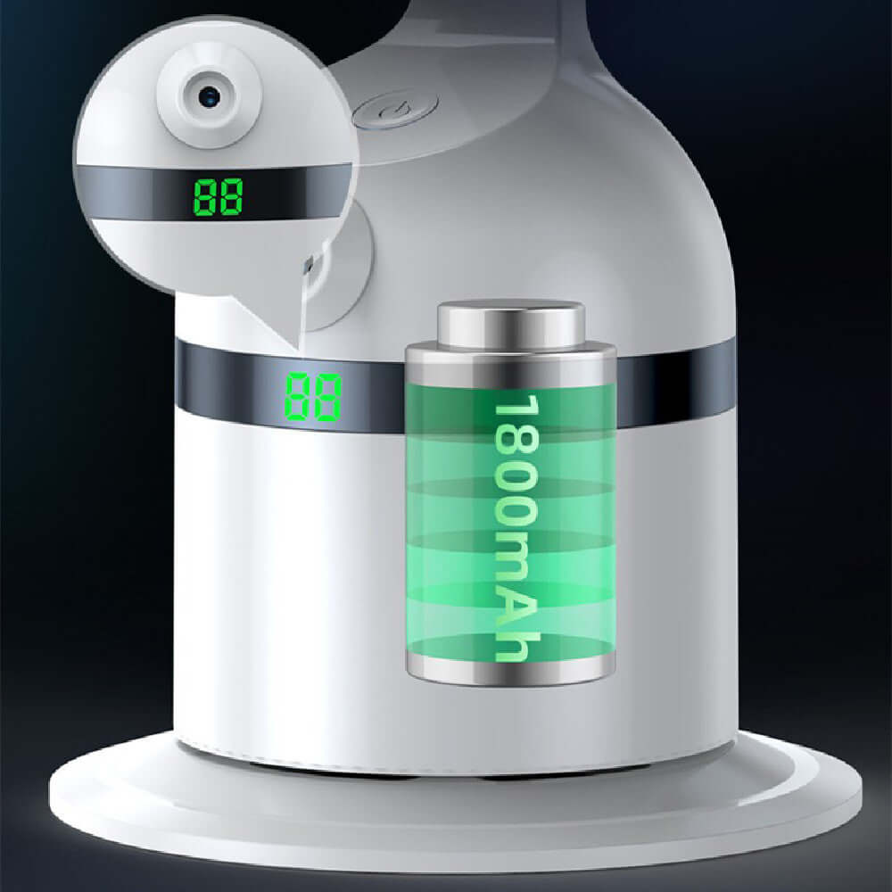 New rotating automatic camera with battery level display, featuring 1800mAh capacity and face tracking technology.