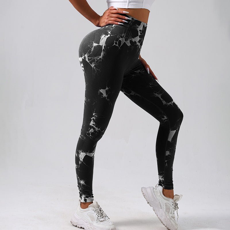 High Waist Tight Yoga Pants Tie - dye Breathable Workout Pants - DBMP (Electronics And More Store)