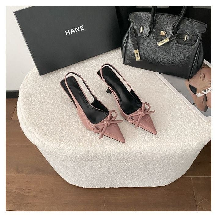 Sweet Bow-Knot Stiletto Pointed-Toe High Heel Sandals