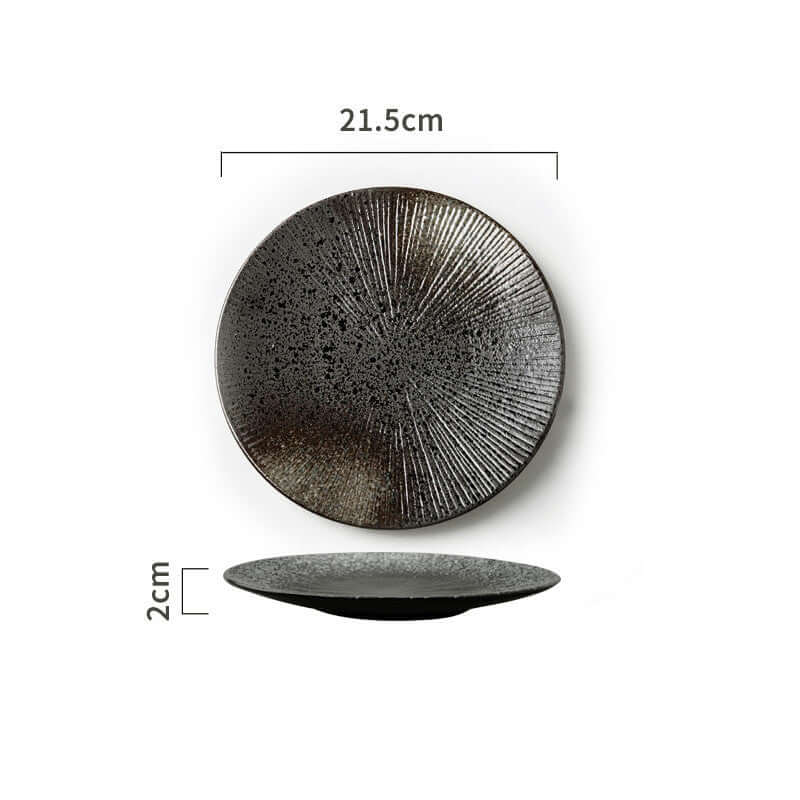 Multifunctional microwave omelette casserole in a stylish black ceramic plate, 21.5cm diameter, perfect for Japanese cuisine.