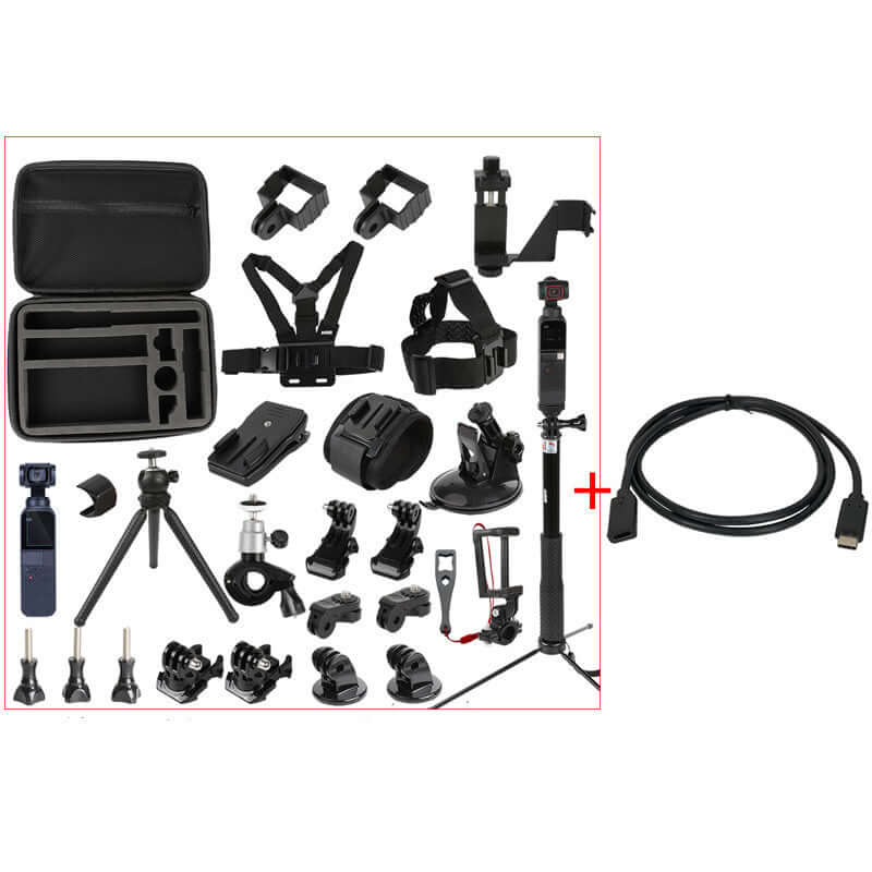 Compatible accessory set for Apple with tripod, chest strap, and extension cable for enhanced mobile photography.