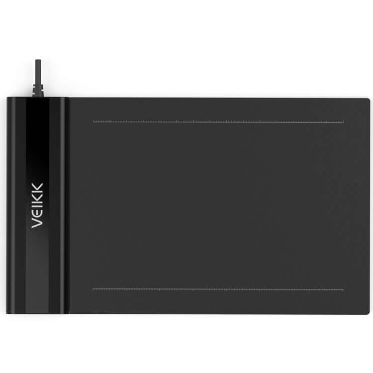 Black electronic drawing board with passive stylus support and 10-inch working area for digital artistry.