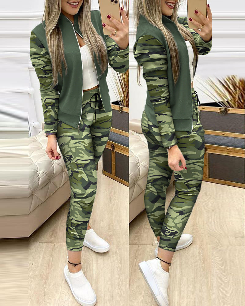 Women's Splicing Plaid Casual Polyester Suit