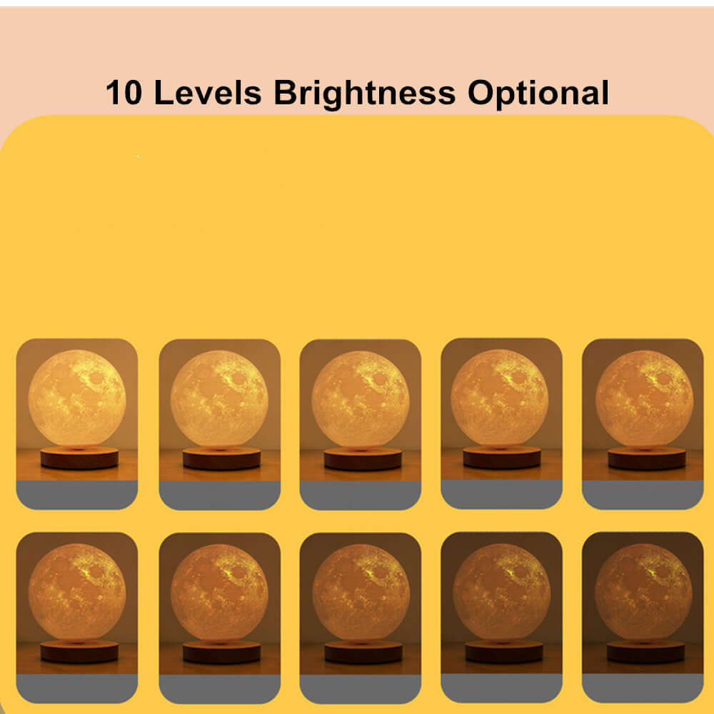 Image showing a 3D moon lamp with 10 brightness levels, enhancing home decor with adjustable light settings.
