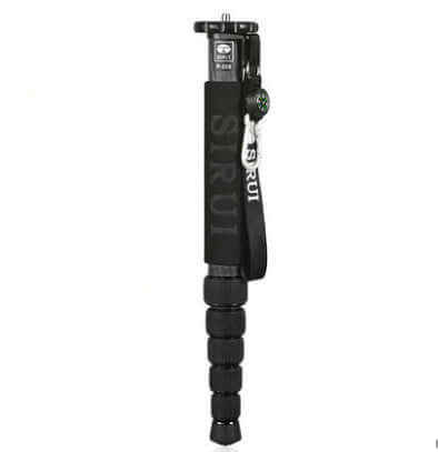 Carbon fiber monopod for SLR cameras, portable travel tripod with adjustable height and 10kg load capacity.