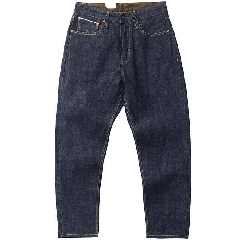 Men's casual thickened long pants in dark indigo denim, high waist, available in sizes 29-36.