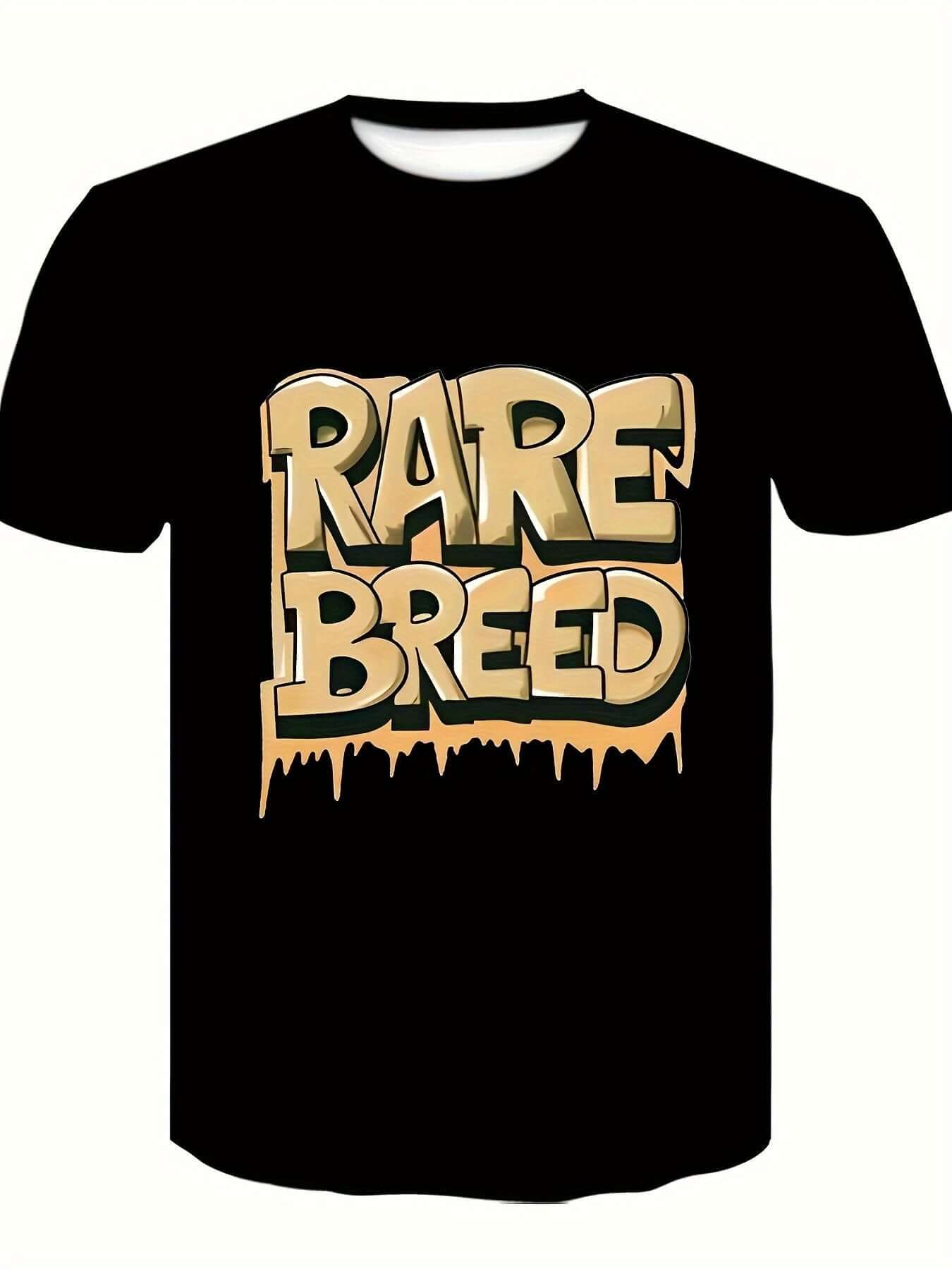 Men's Summer Fashion T-shirt, Graffiti Style RARE BREED Letter Printed Round Neck Short Sleeve T-shirt, Unique Fashion Top For Daily And Fitness Clothing - DBMP (Electronics And More Store)