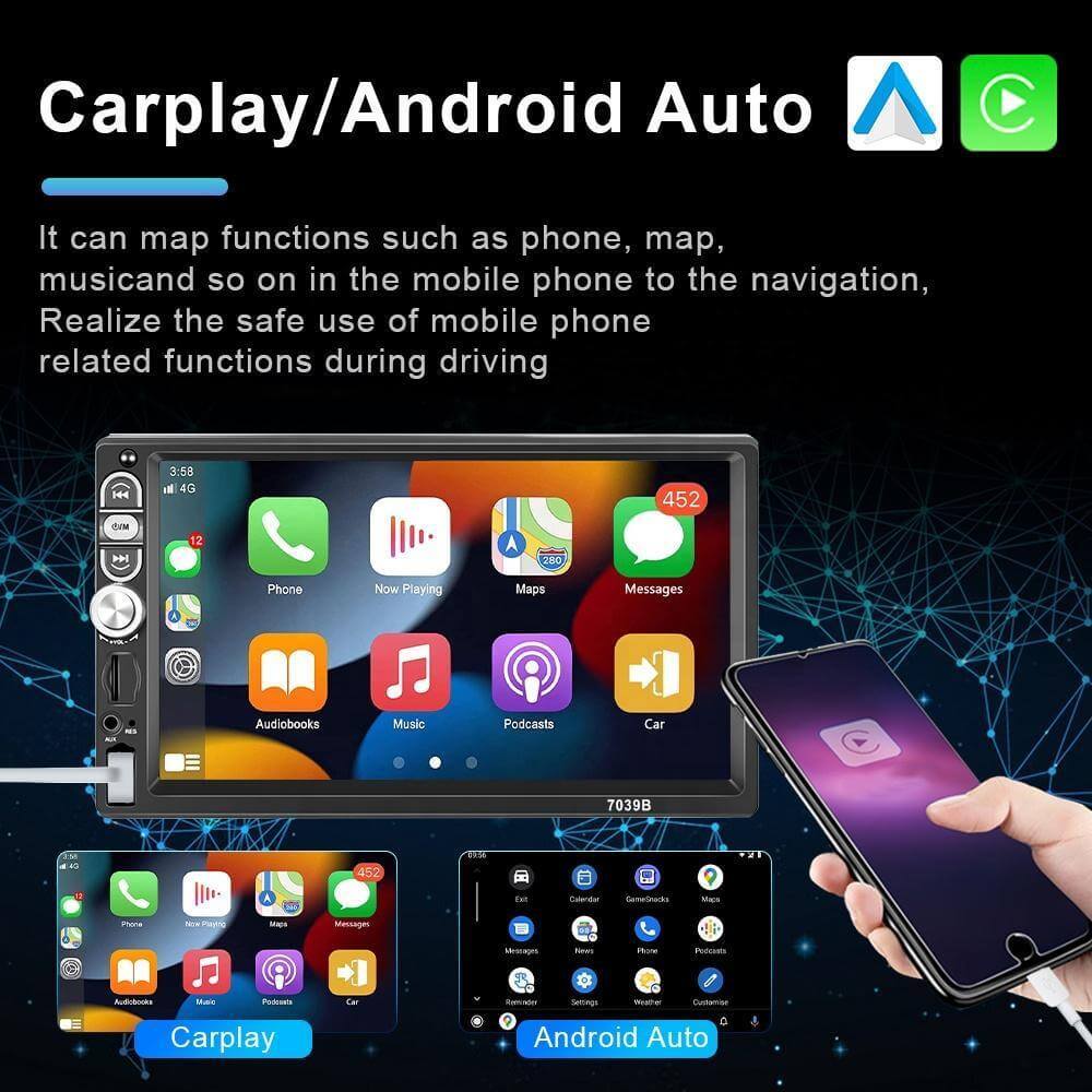 7 - inch Single - din Car Stereo, Single - din Car Radio And MP5 Player Supporting Carplay Android Auto - DBMP (Electronics And More Store)