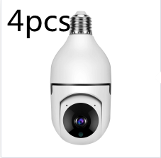 WiFi 1080P bulb camera with 4X zoom, white design, ideal for home surveillance and easy installation.