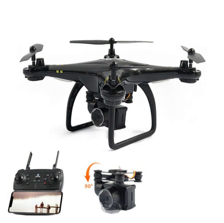5G ESC camera drone with remote control and adjustable camera, showcasing advanced features and sleek design.
