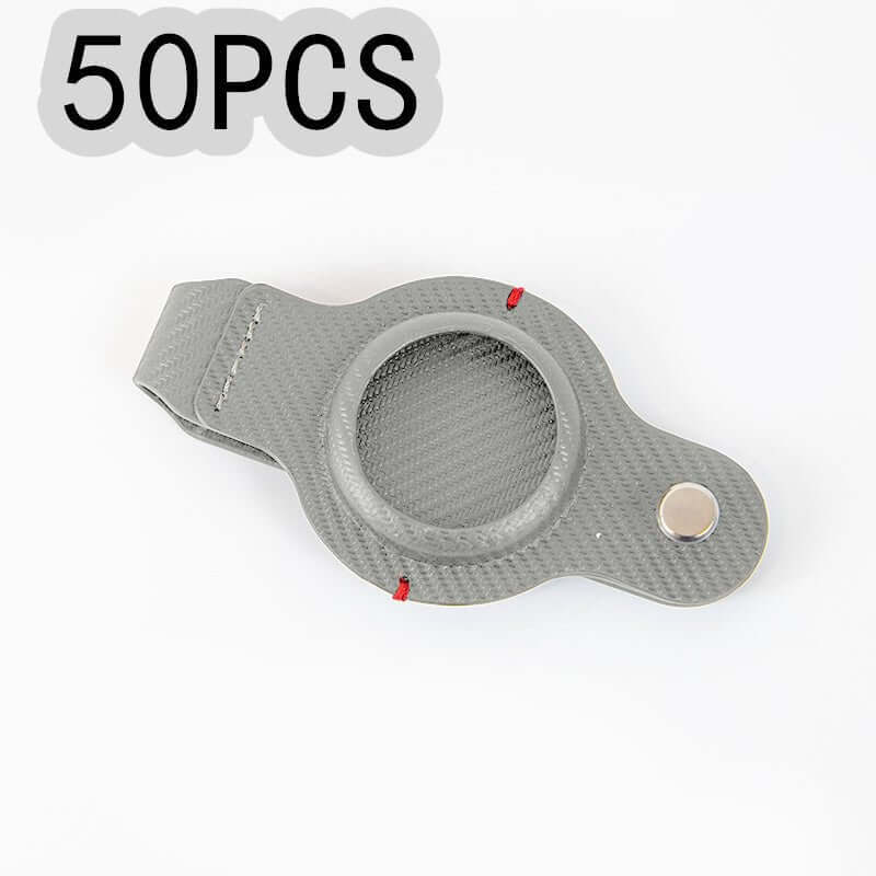 Grey AirTag holder with key ring, lightweight and durable, suitable for Apple AirTag, pack of 50 pieces.