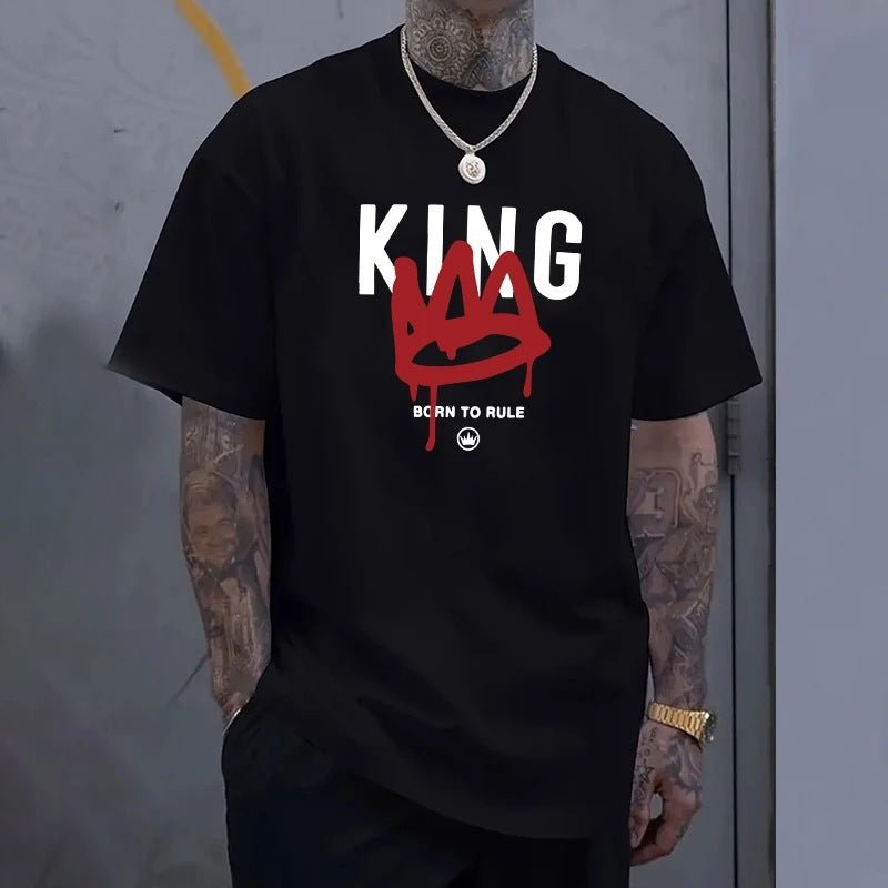Mens Casual Short-Sleeve T-Shirt With KING Print - DBMP Shop