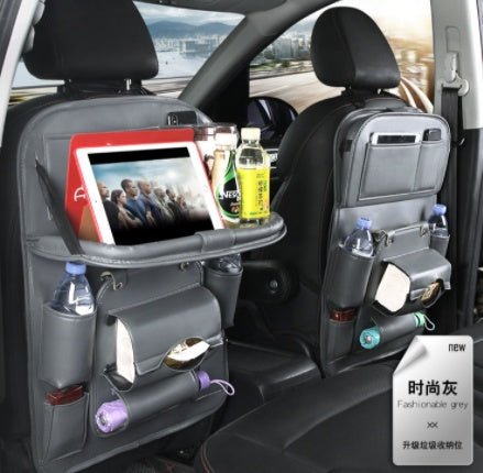 PU Leather Car Storage Bag Multifunction Seat Back Tray Hanging Bag Waterproof Car Organizer Automotive Interior Accessories - DBMP (Electronics And More Store)