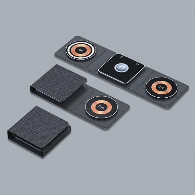 3 IN 1 Magnetic Folding Wireless Charger Station For IPhone Transparent Fast Charging For IWatch And Airpods - DBMP (Electronics And More Store)