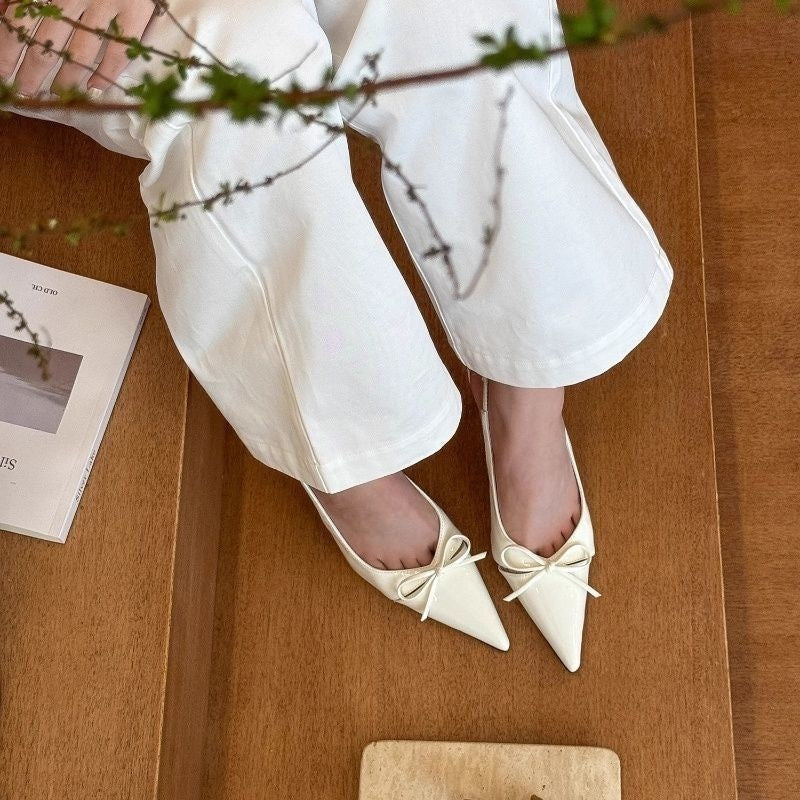 Sweet Bow-Knot Stiletto Pointed-Toe High Heel Sandals