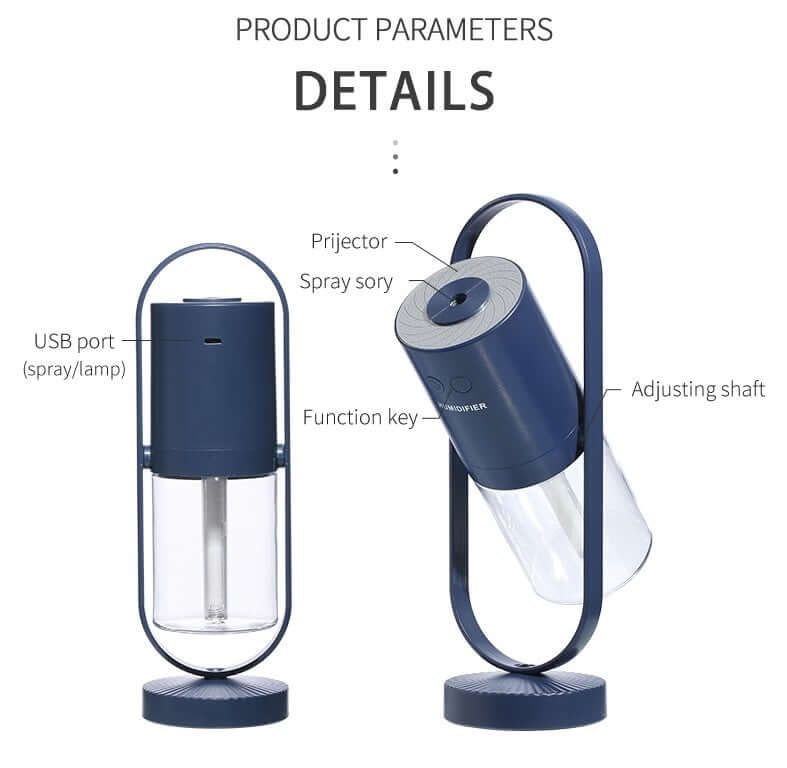 Magic Shadow USB Air Humidifier with USB port and projector features, ideal for home and office use.