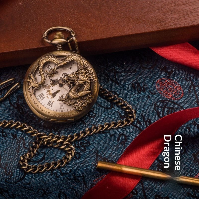 Chinese Dragon Coiled-dragon Mechanical Movement Pocket Watch - DBMP Shop
