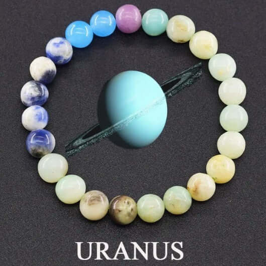 Matte stone beads bracelet for couples featuring Uranus theme in various colors, stylish unisex elastic jewelry.