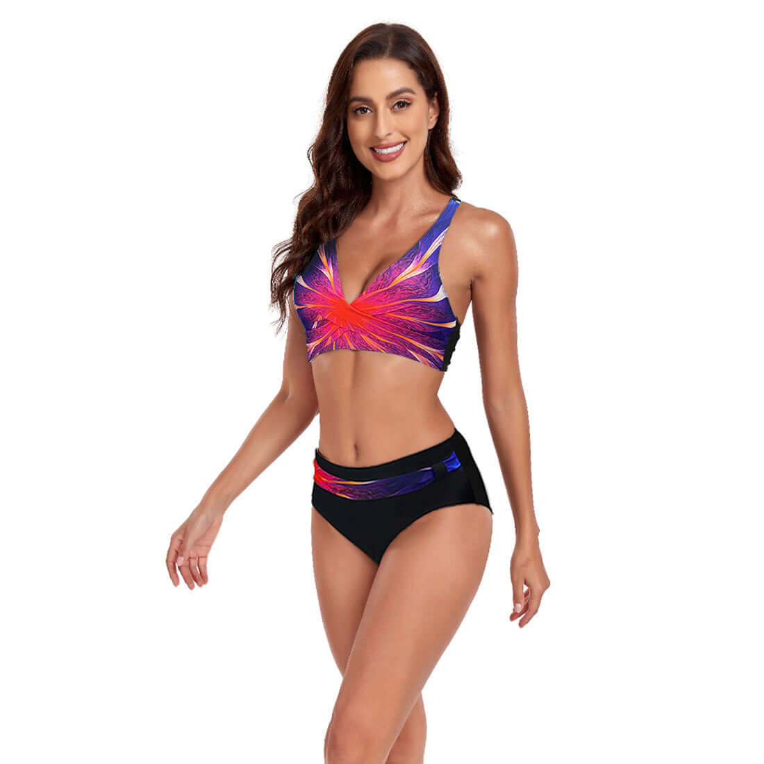 Stylish New Beach Split Swimsuit for women, featuring vibrant colors and a comfortable halter design.